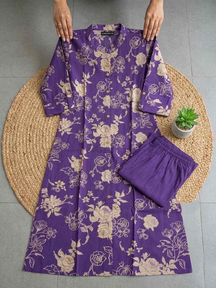 Royal Purple Traditional Kurti Set